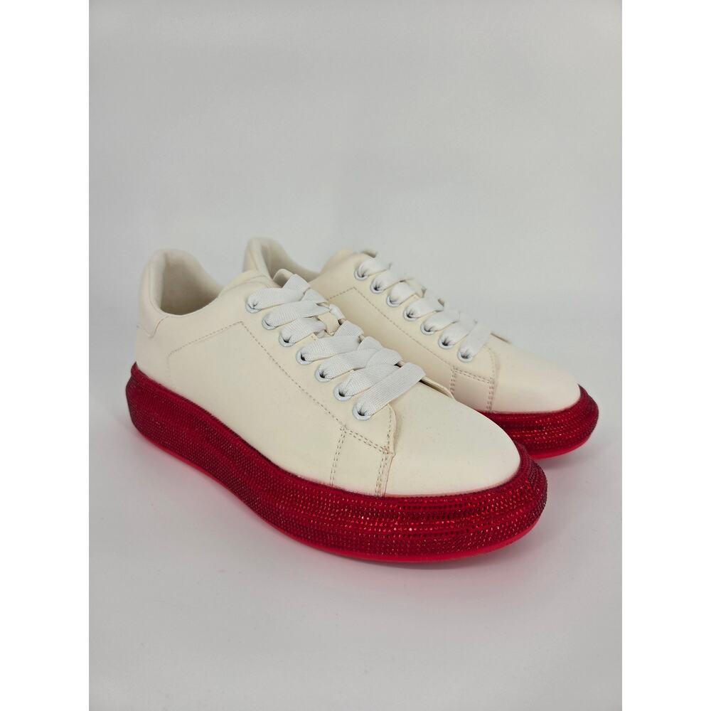 NEW Miss L By Liliana Kingdom Rhinestone Sneaker White Red Size 10